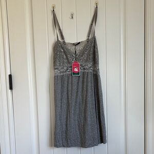 Ababoon Gray Floral Lace Sleepwear Pajamas Cotton‎ Adjustable Straps Large